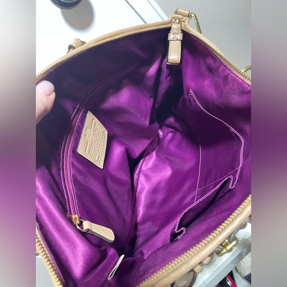 COACH F1182 Sophia Madison Beige Ruched Leather Large Tote Shoulder Bag - Picture 9 of 11